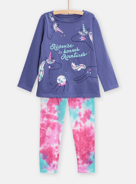 Pijama fosforescente com animação de unicórnio menina TEFAPYJREV / 24SH1147PYJC202