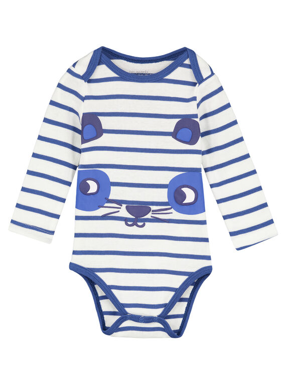 Body mangas compridas riscas cru e azul-marinho menino GEGABODRAY / 19WH14N2BDL001