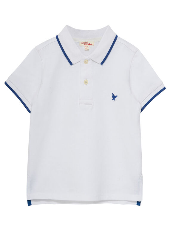 Polo menino branco às riscas na gola JOJOPOL4 / 20S90252D2D000