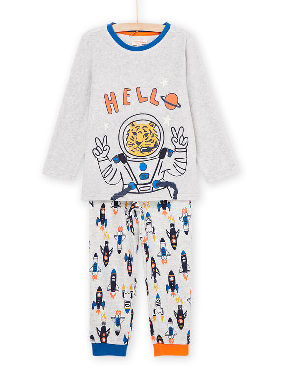 Pijama T-shirt e calças em veludo com estampado de foguetão PEGOPYJSPA / 22WH1238PYJJ922