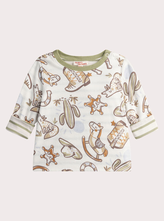 T-shirt reversível cru com padrões para bebé menino WULANTEE1 / 25SG1044TML001