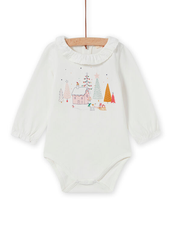 Body gola em véu padrão de Natal decorativo bebé menina MINOBOD / 21WG09Q1BOD001