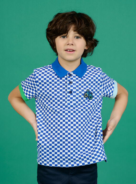 Polo aos quadrados azul menino NOGAPOL / 22S902O1POL000