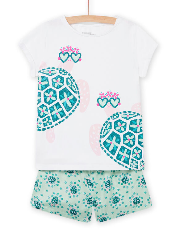 Pijama branco, azul e rosa menina NEFAPYJTUR / 22SH11HBPYJ000