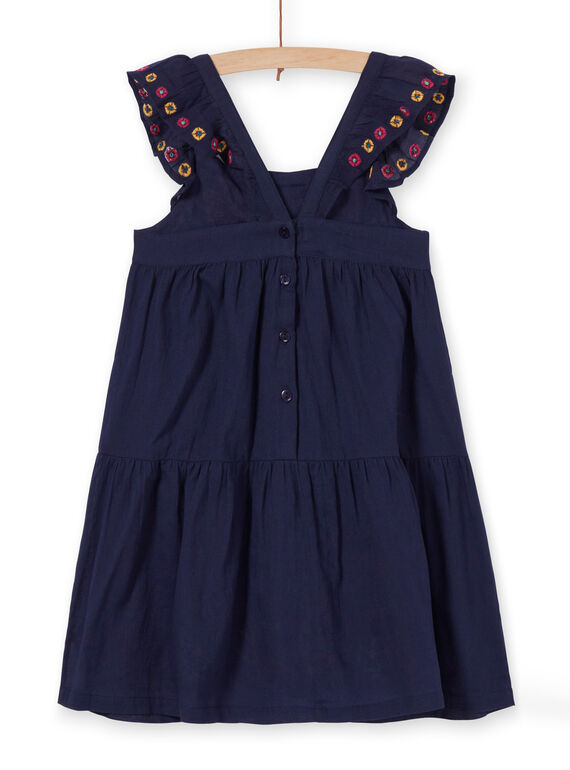 Vestido azul-marinho estampados flores coloridas criança menina LAMUMROB4 / 21S901Z2ROBC211
