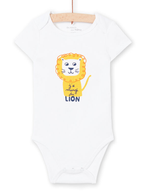 Body de mangas curtas branco padrão leão bebé menino MEGABODLIO / 21WH14B4BDL000
