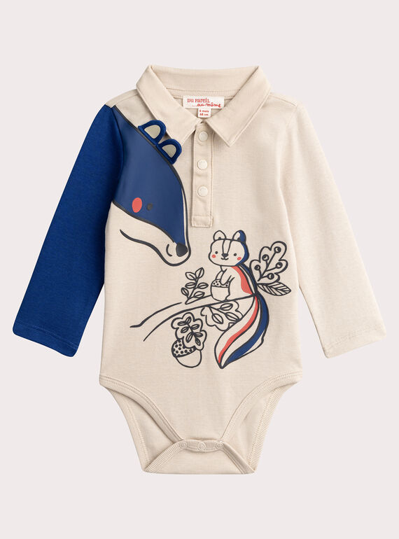 Body de manga comprida com animação de esquilo para menino  VUROBOD / 24WG10P1BOD808