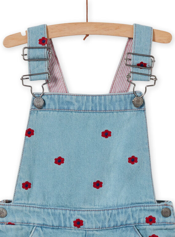 Vestido jardineiras de ganga bordada menina LAHAROB1 / 21S901X2ROBP272