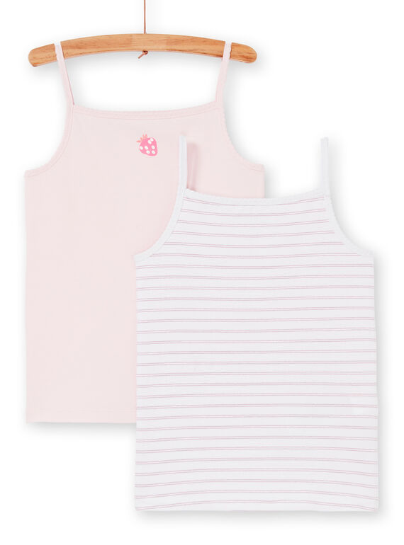 Lote de 2 camisolas de alças rosa e branco criança menina LEFADELFRU / 21SH1122HLI301