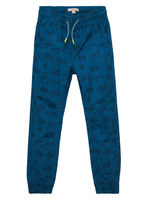 Calças justas no tornozelo menino turquesa escuro estampado JOBOPAN / 20S902H1PANC219