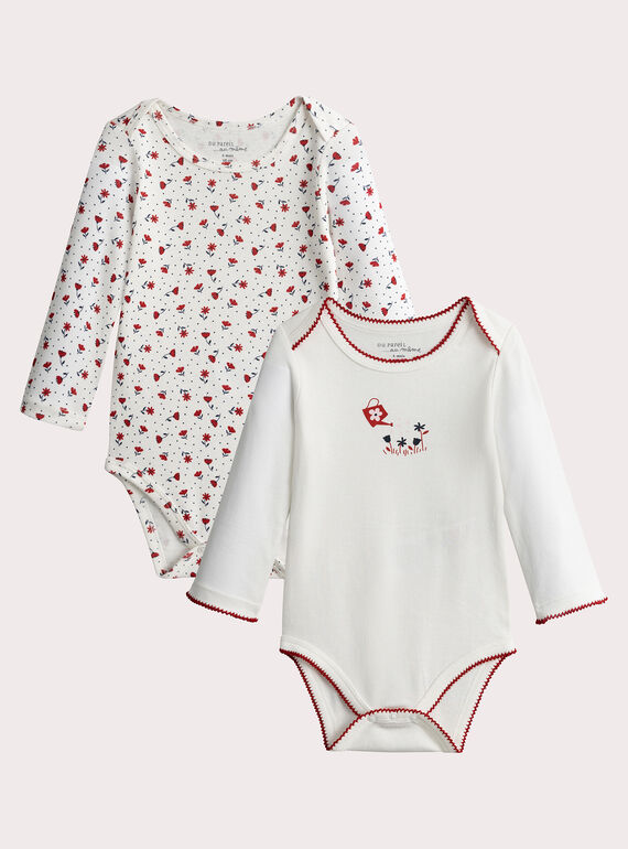 Conjunto de 2 bodysuits de manga comprida com estampa de flores pequenas para menina  VEFIBODFLE / 24WH1382BDL001