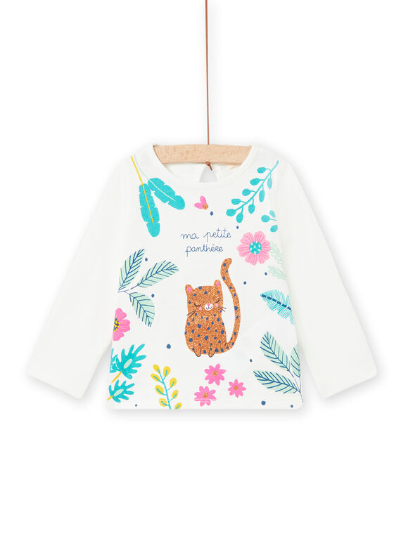 T-shirt cru com padrão pantera e flores fantasia bebé menina NIGATEE1 / 22SG09O1TML001