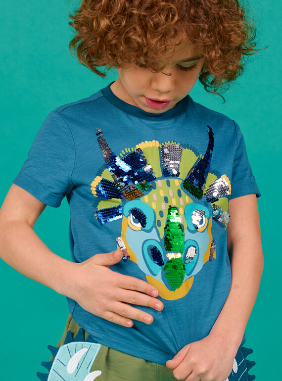 T-shirt azul criança menino LOVERTI5 / 21S902Q3TMC715