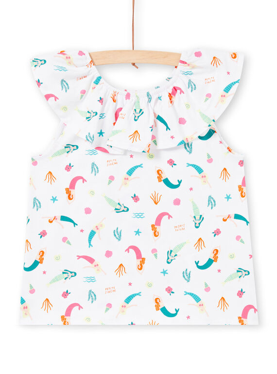 T-shirt com gola com folhos e estampado sereias e decorativos LABONTI1 / 21S901W4TMC000