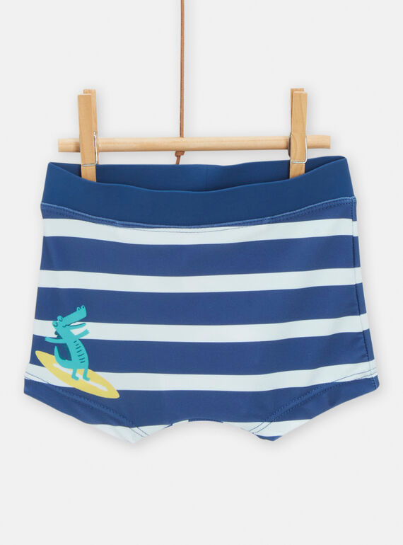 Boxers de banho azul-marinho com estampado às riscas bebé menino TYUMERUV1 / 24SI10G3MAI070