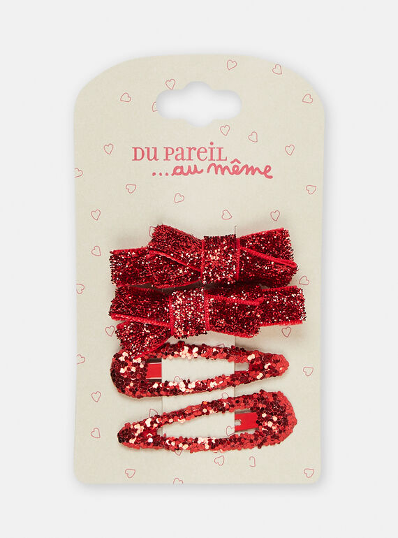 Pack de 4 ganchos vermelho brilhantes para menina SYAJOCLIP9 / 23WI01S2BRTF529