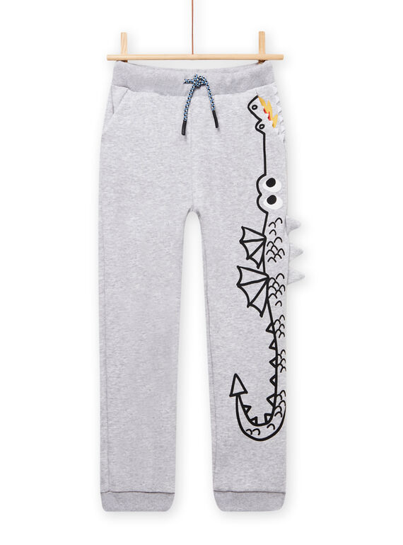 Calças de fato de treino cinzento mesclado com padrão de dragão menino MOPLAJOG / 21W902O1JGBJ922
