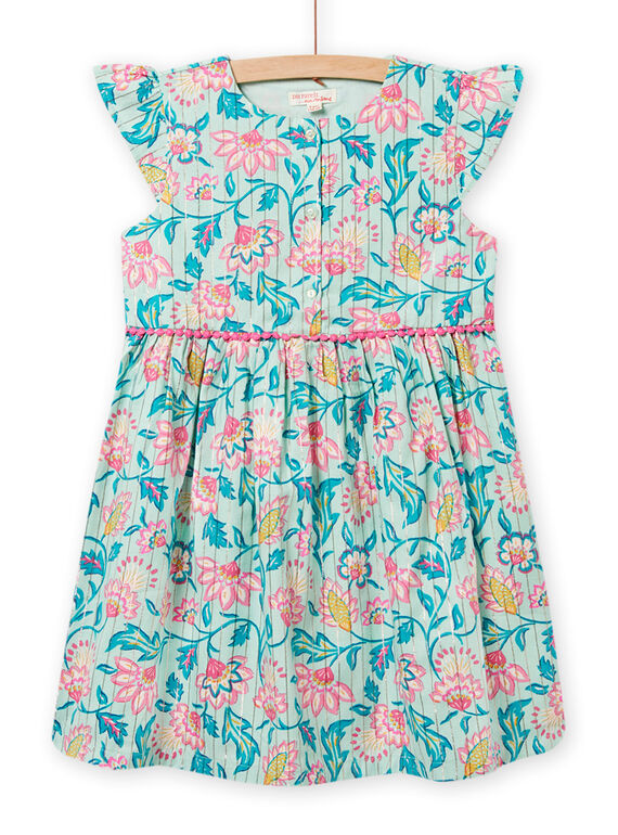 Vestido verde-amêndoa com estampado florido colorido menina NAGAROB1 / 22S901O2ROB611