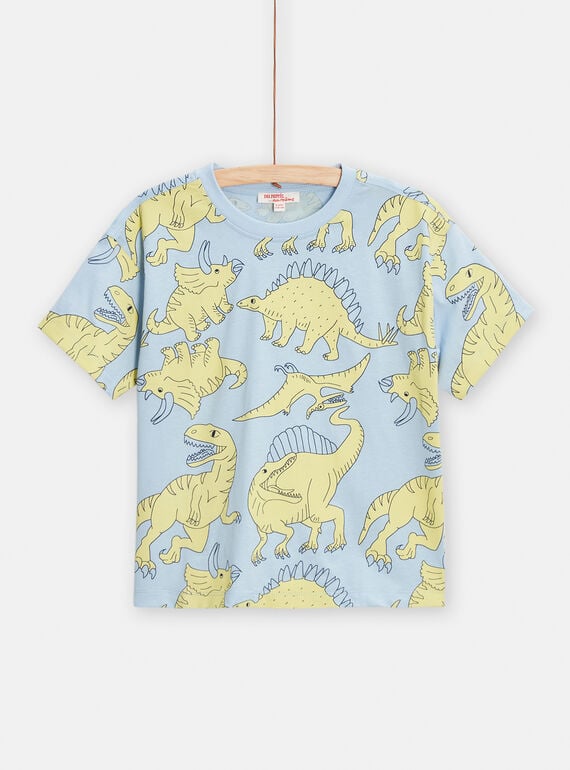 T-shirt azul com estampado de dinossauros menino TOJOTIAOP2 / 24S902B2TMCC218