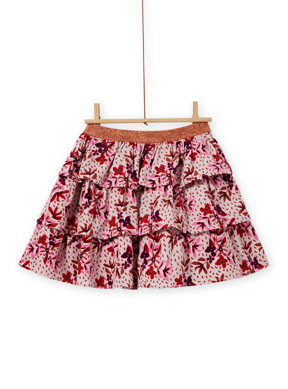 Saia com folhos de veludo canelado com estampado florido menina MACOMJUP2 / 21W901L1JUPD329