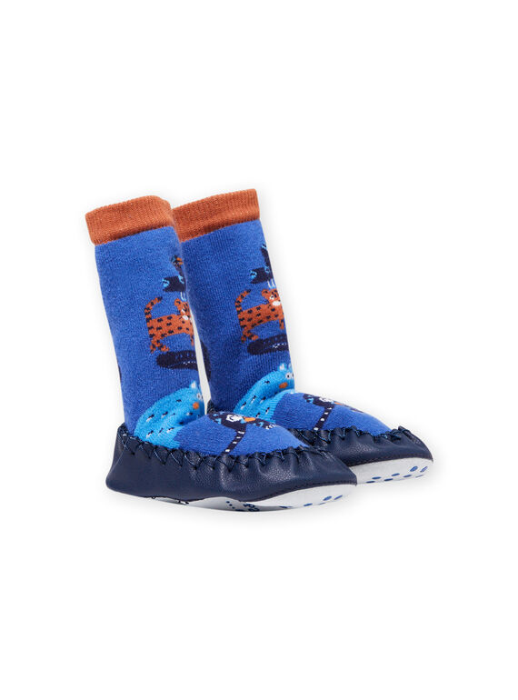 Pantufas altas azuis padrão animais bebé menino MUCHO7ANIM / 21XK3821D08C201