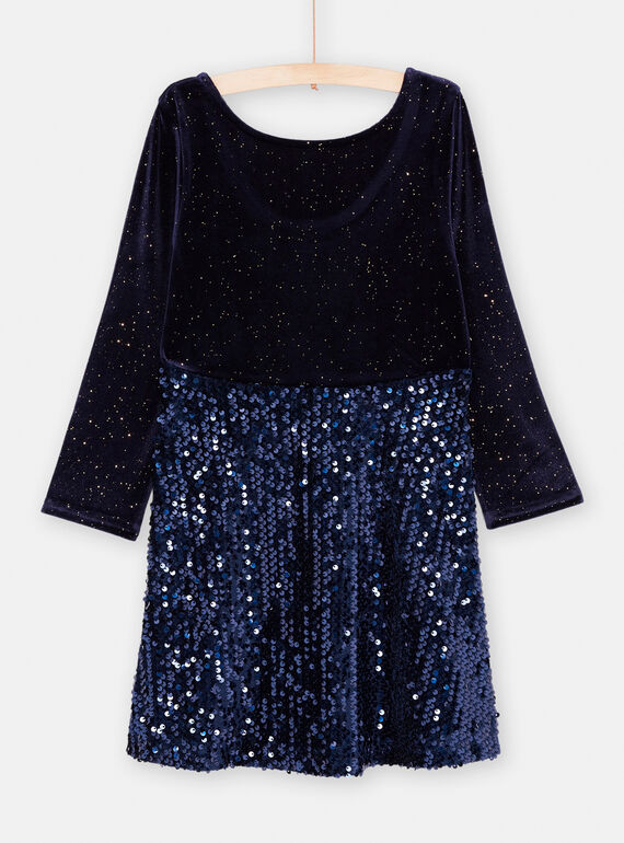 Vestido azul-marinho bi-matéria para menina SAWAYROB3 / 23W901S3ROB070