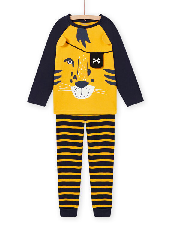 Conjunto pijama padrão de tigre com detalhes fosforescentes menino MEGOPYJLION / 21WH1281PYJB107