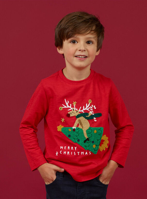 T-shirt de Natal vermelho bordado menino MONOTEE / 21W902Q1TMLF518