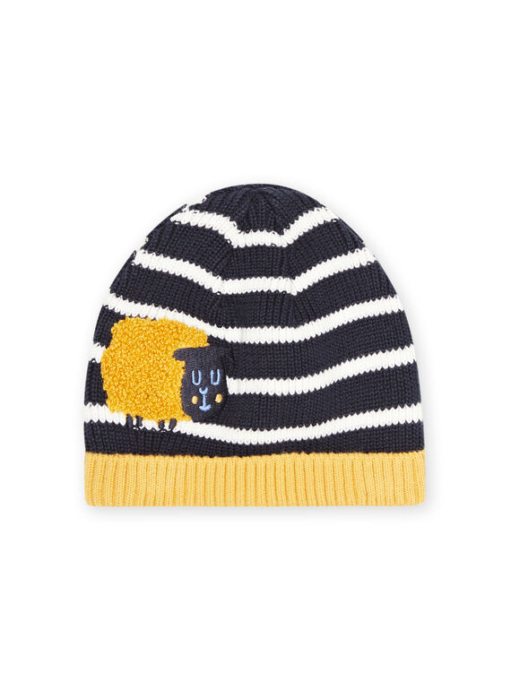 Gorro de tricô preto e amarelo bebé menino MYUMIXBON1 / 21WI1052BONC234