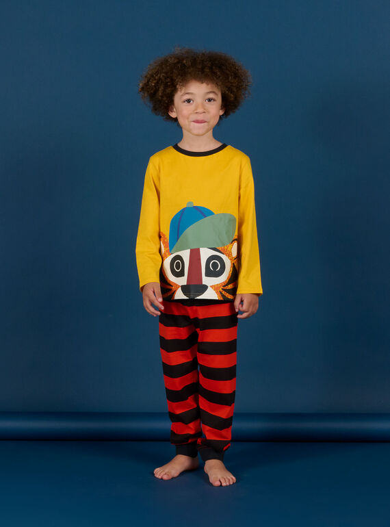 Pijama comprido com padrão de tigre 3 peças PEGOPYJMAN3 / 22WH1263PYGB114