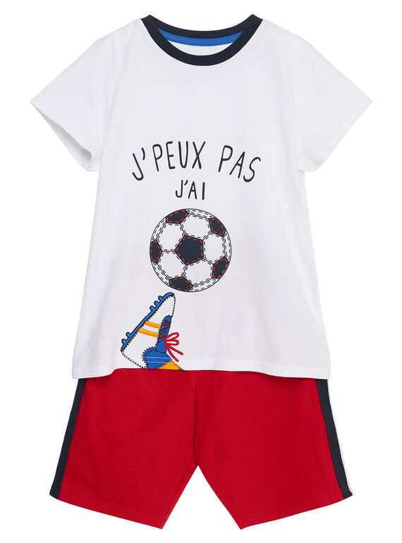 Pijama curto criança menino branco e vermelho JEGOPYCFOOT / 20SH12U9PYJ000