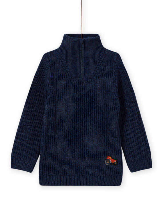 Camisola gola subida azul e bordado trator menino MOCOPUL / 21W902L1PUL219