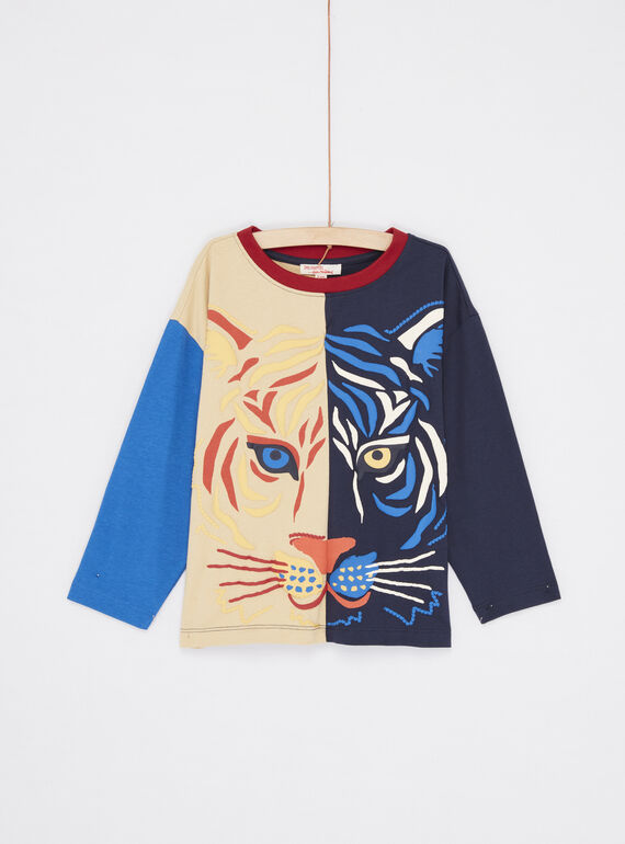 T-shirt colorblock multicolor com padrão de cabeça de tigre menino SOFORTEE3 / 23W902K1TMLA002