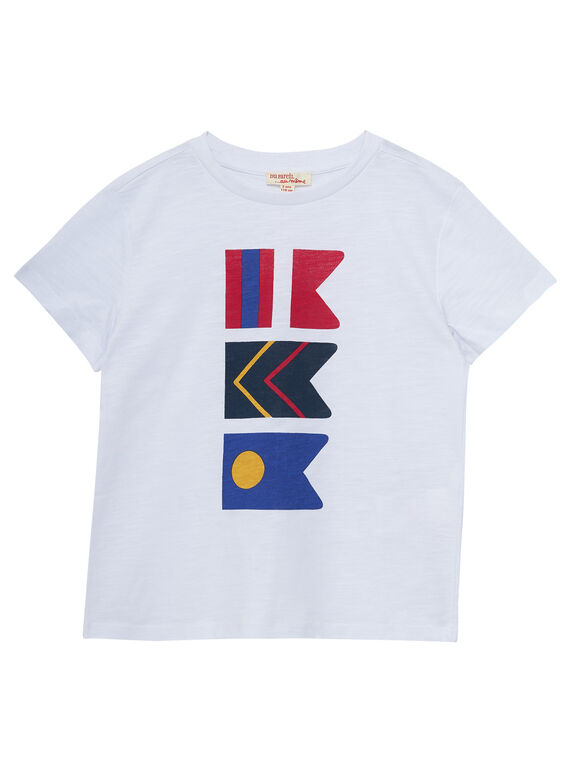 T-shirt branco estampado bandeiras menino JOWETI2 / 20S90292TMC000