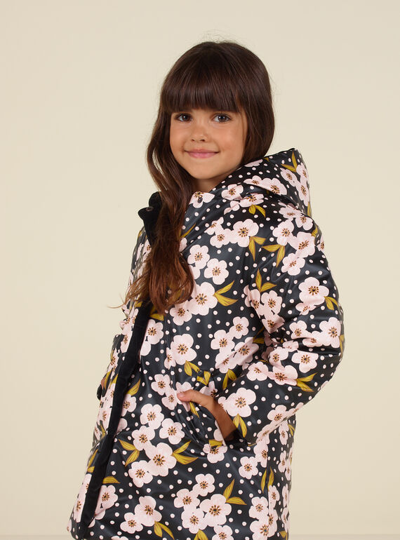 Parca reversível em veludo com estampado florido menina MAHIPARKA / 21W90165PARJ905