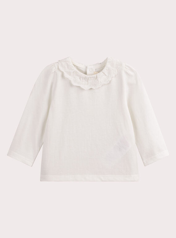 Camisola de bebé de manga comprida cor cru para menina VIGABRA2 / 24WG0912BRA001
