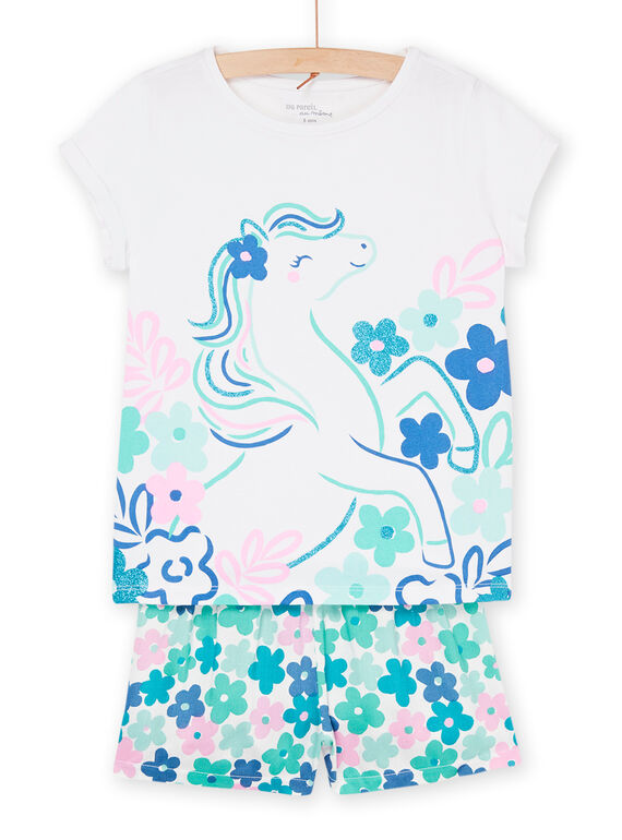 Pijama branco com padrão de cavalo e estampado florido REFAPYJORS / 23SH11H4PYJ000