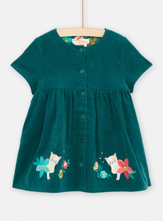 Vestido azul-petróleo reversível para bebé menina SIDUROB3 / 23WG09P1ROB716
