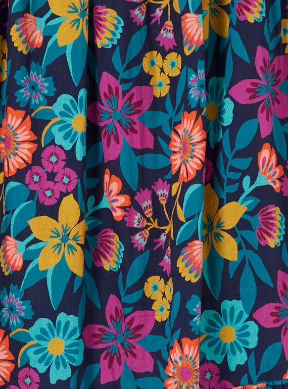 Saia comprida azul estampados flores coloridas criança menina LAMUMJUP2 / 21S901Z1JUPC211