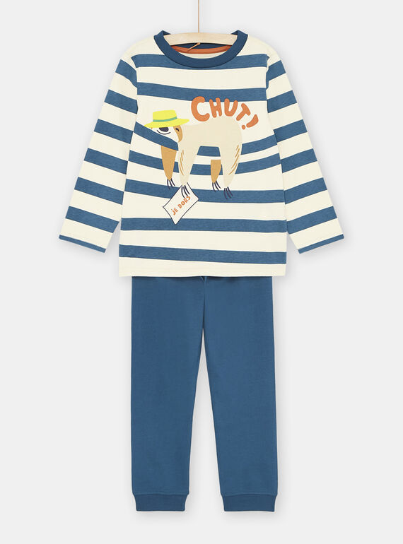 Pijama azul e bege com padrão de preguiçoso menino SEGOPYJPAR / 23WH1232PYJA016