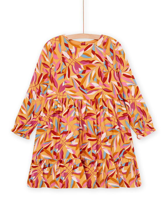 Vestido fluido com folhos e estampado de folha multicolor PAMOROB1 / 22W901N1ROBB107