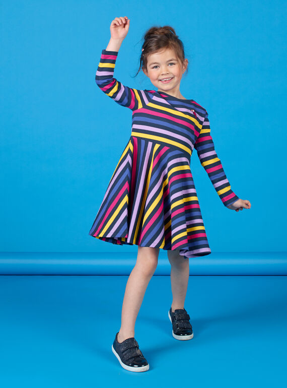 Vestido preto e azul às riscas LANAUROB2 / 21S901P1ROBC205