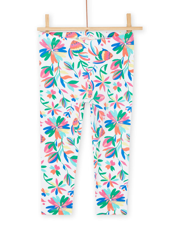 Leggings branco com estampado de flores RYAPOPLEG / 23SI01X1CAL000