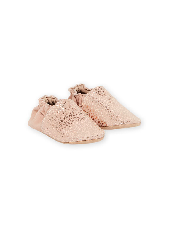 Pantufas couro macio rosa estampado leopardo bebé menina MICHOPRINT / 21XK3724D3S030