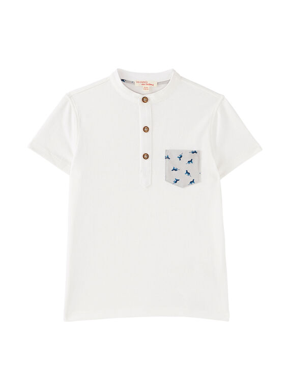 T-shirt tunisina liso branco menino com bolso estampado JOJATI1 / 20S902B1TMC001