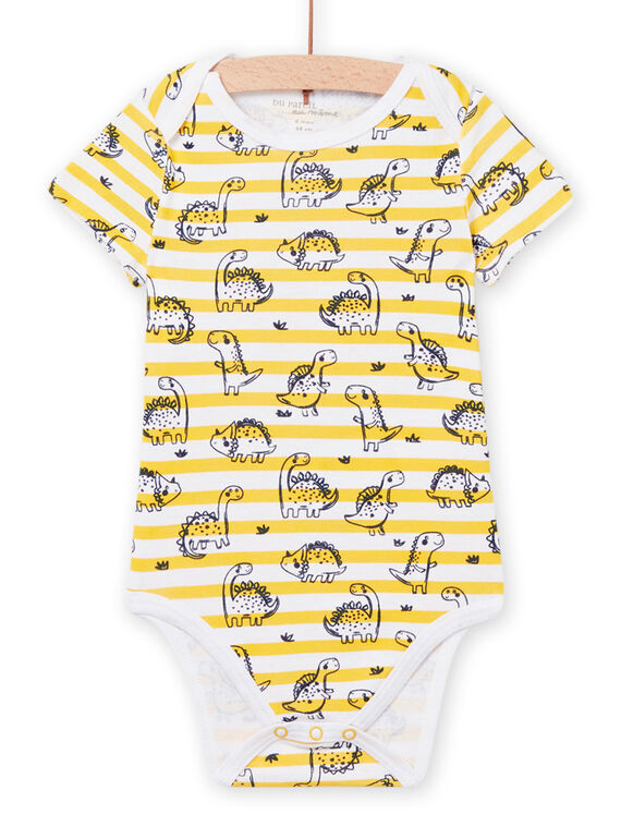 Body branco às riscas amarelas com estampado dinossauro bebé menino NEGABODINO / 22SH14I8BDL000