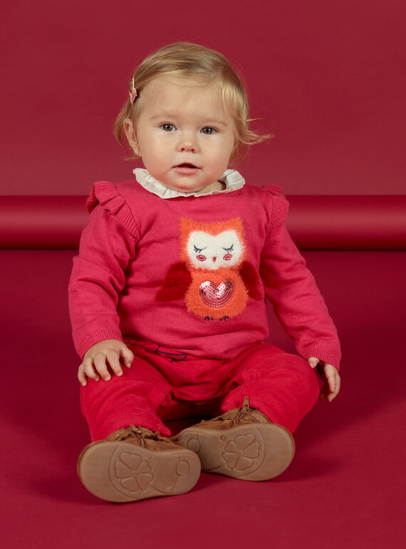 Camisola rosa padrão coruja bebé menina MIFUNPUL / 21WG09M1PULD332