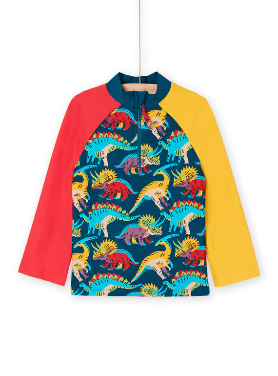T-shirt de banho anti-UV turquesa com padrão dinossauros RYOMERUVTIDIN / 23SI02R1TUVC217
