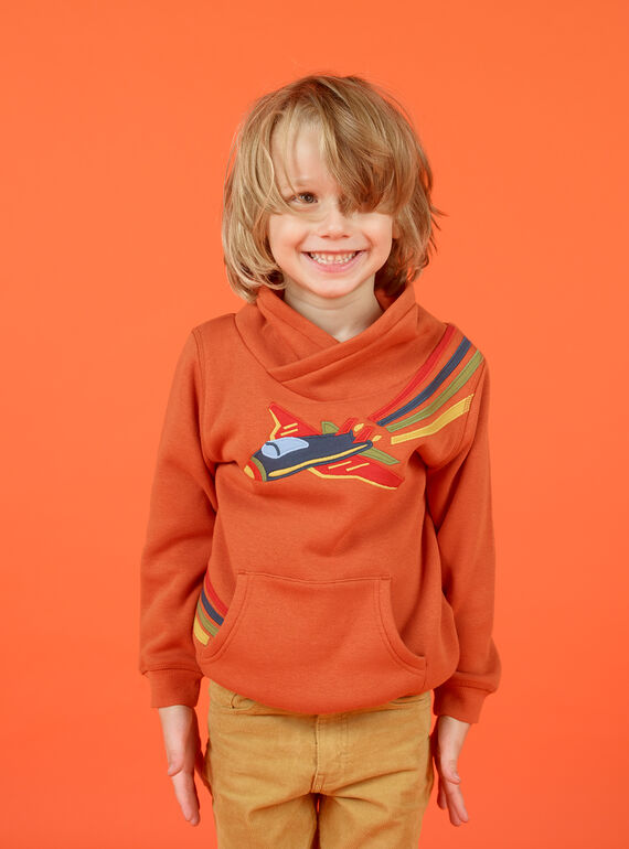 Sweat-shirt laranja com padrão de avião colorido menino MOCOSWE / 21W902L1SWE408