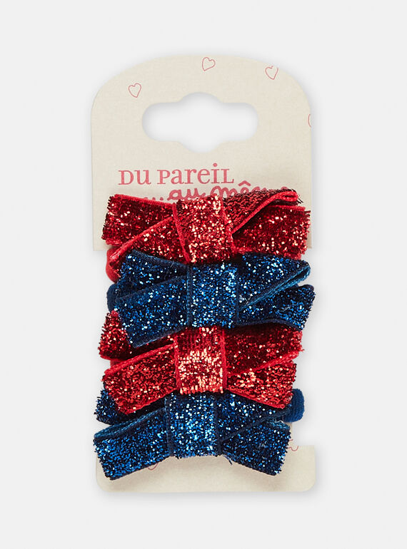 Pack de 4 elásticos vermelho e azul-marinho com laços brilhantes para menina SYAJOELA13 / 23WI01S1ELA070